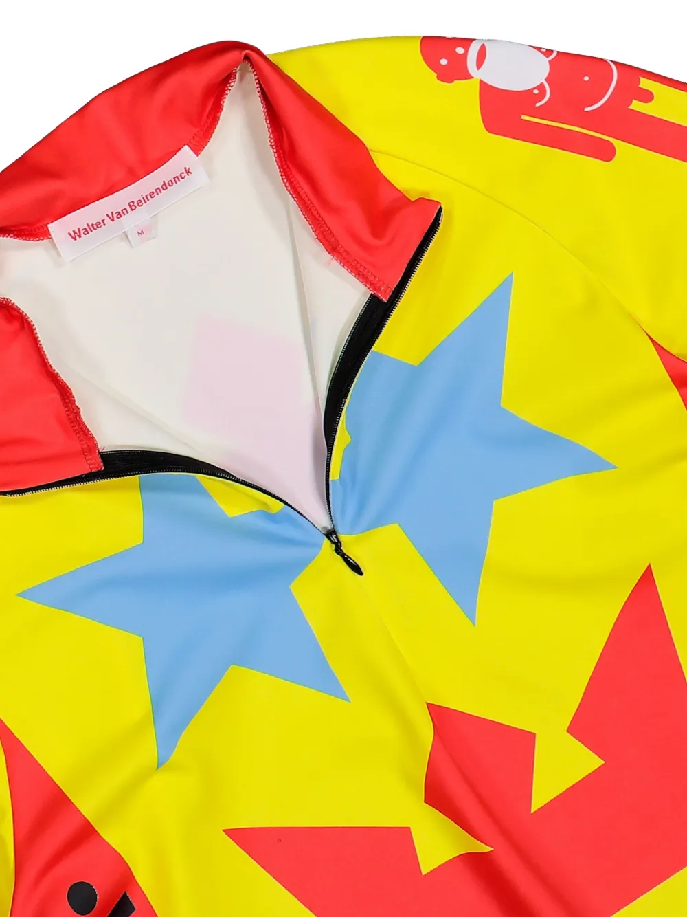 Walter Van Beirendonck Waakzaam top met rits en grafische print Geel