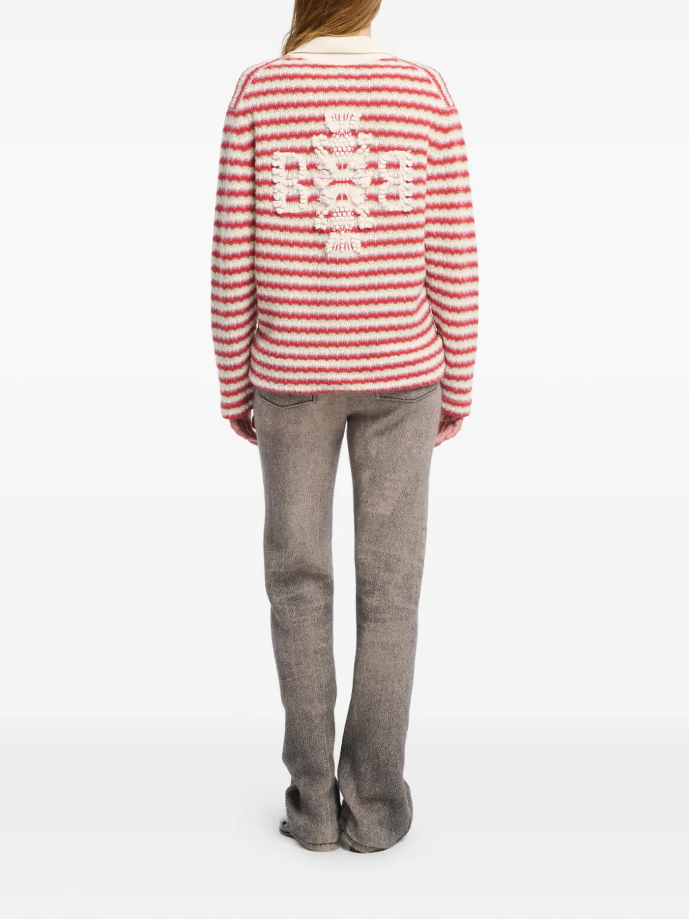 Barrie Gestreept kasjmier poloshirt Rood