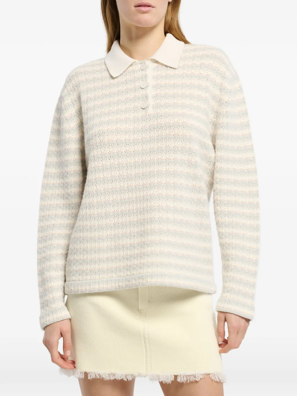 Barrie Gestreepte polotop Beige