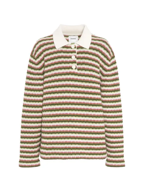 Barrie lace cashmere polo top