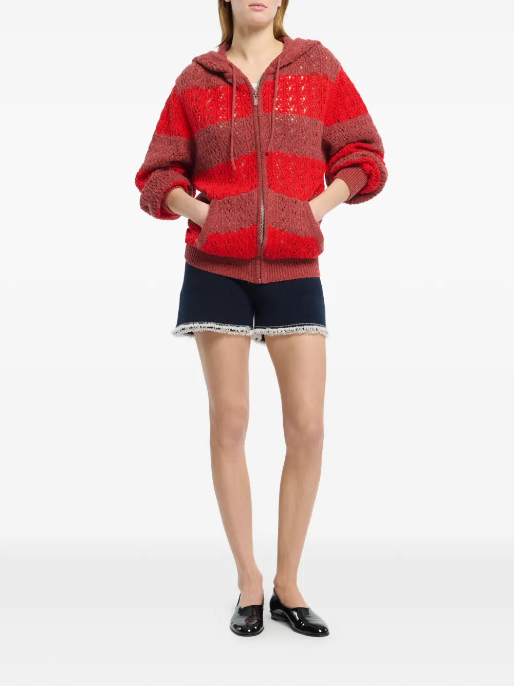 Barrie Gestreepte hoodie Rood