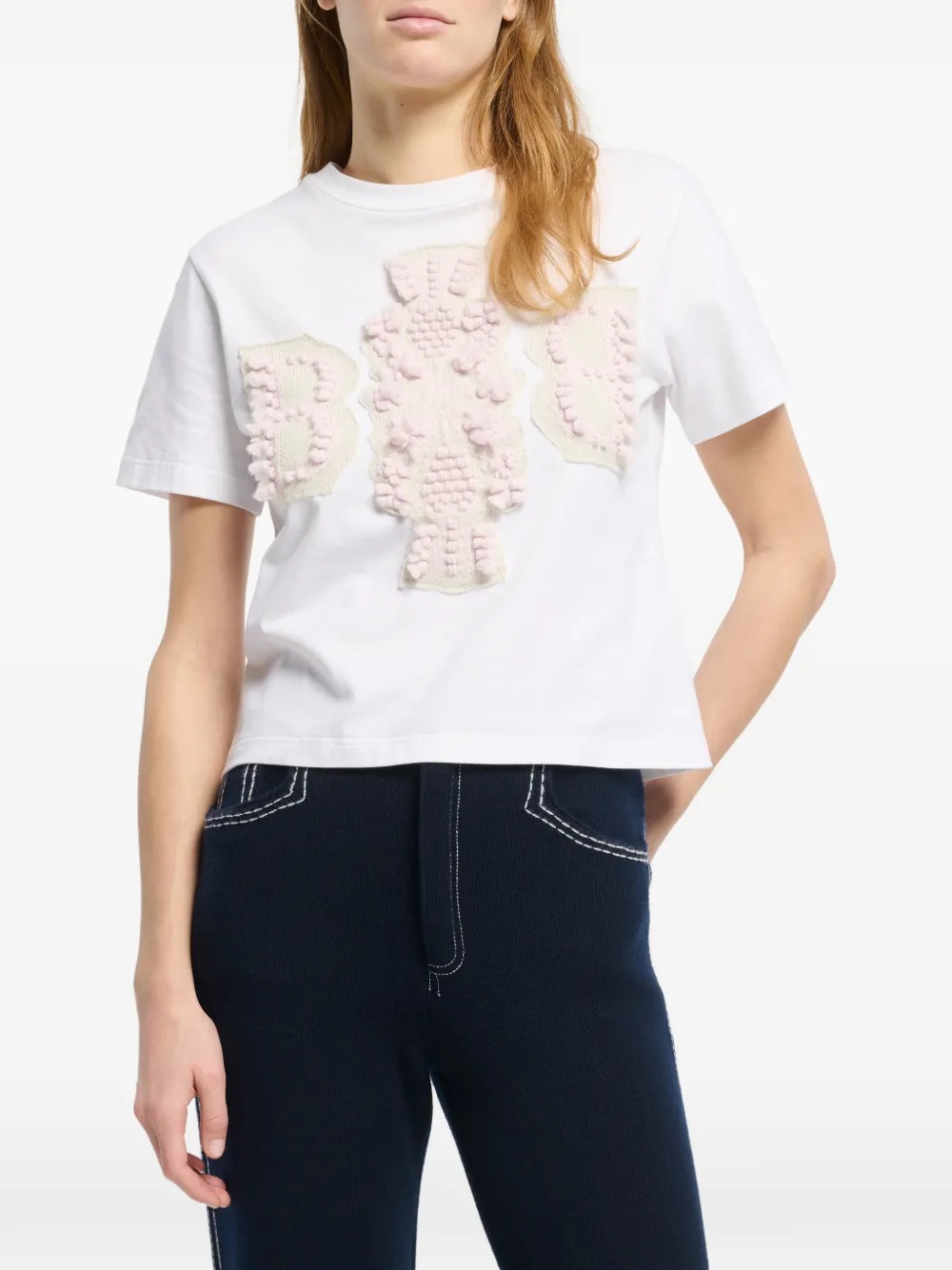 Barrie Katoenen T-shirt met logopatch Wit