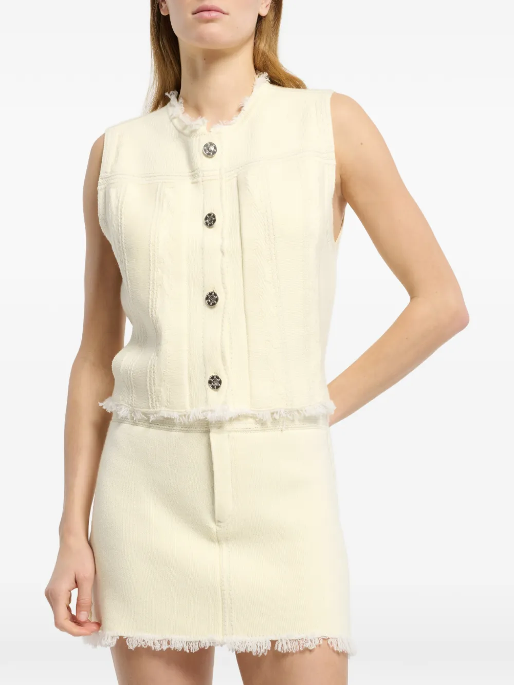 Barrie Denim gilet met franje Geel