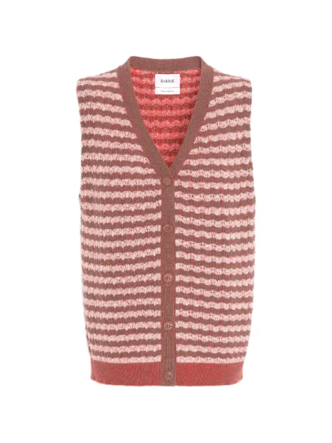 Barrie striped cashmere sleeveless cardigan