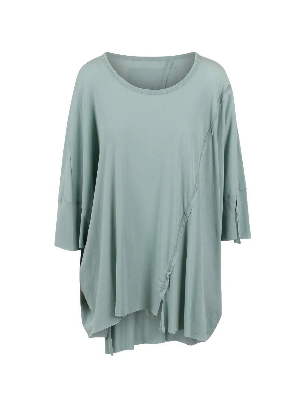 Black Label asymmetric seam-detail T-shirt - Verde