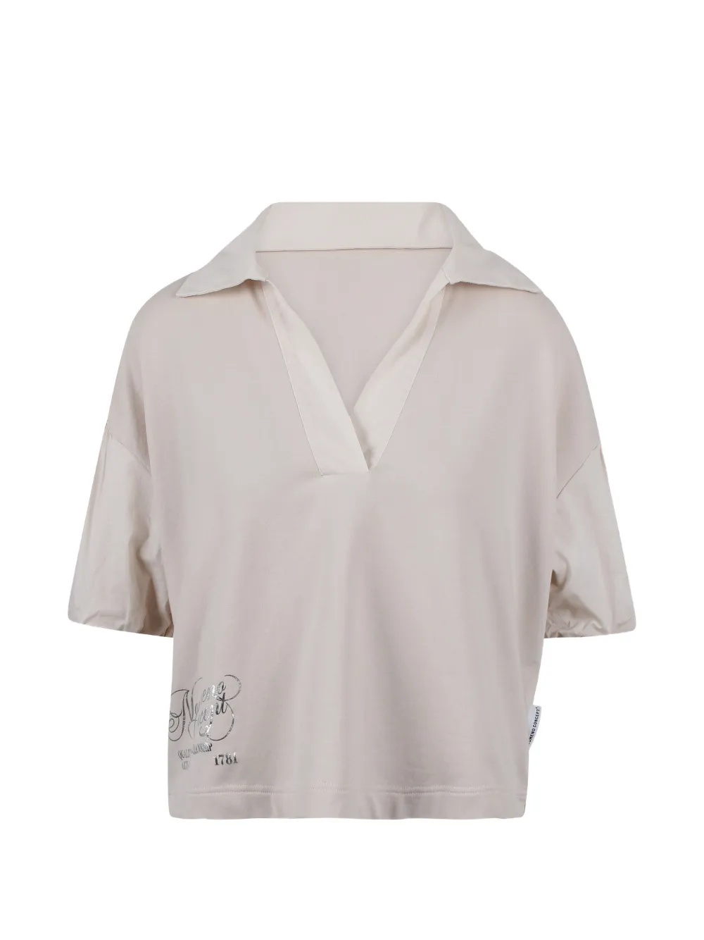Noumeno Concetp puff-sleeve V-neck T-shirt - Nude