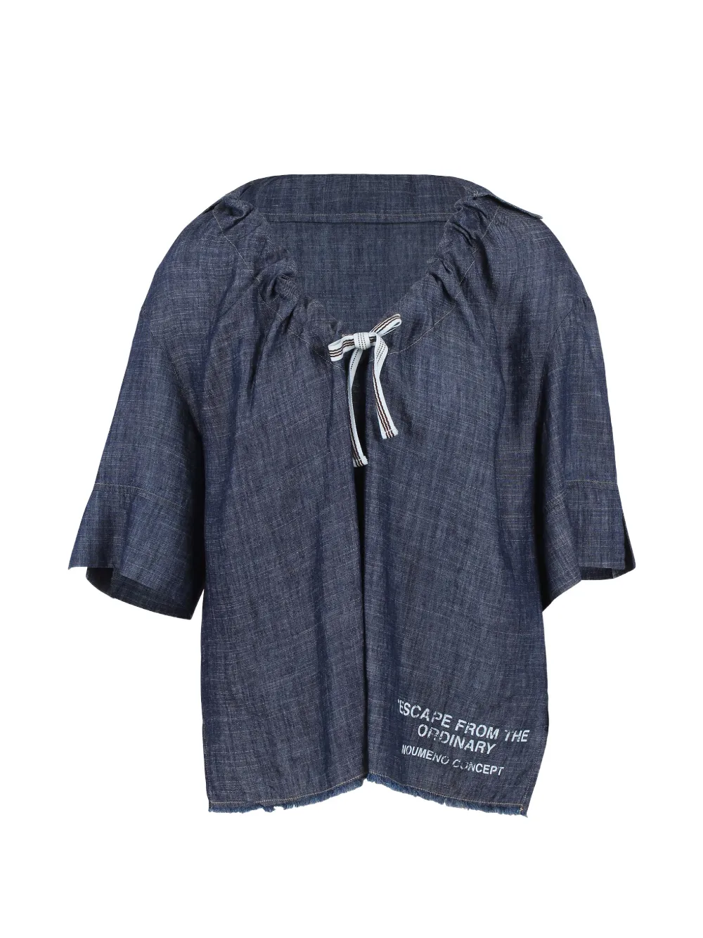Noumeno Concetp tie-fastening frayed blouse - Blu