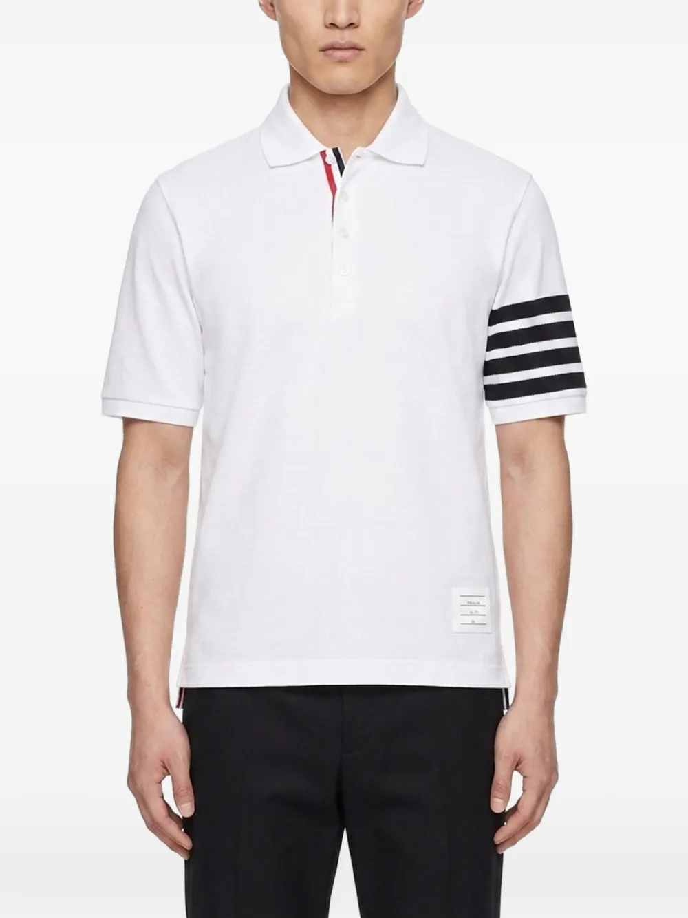 Thom Browne 4-Bar poloshirt met gestreepte mouwen Wit