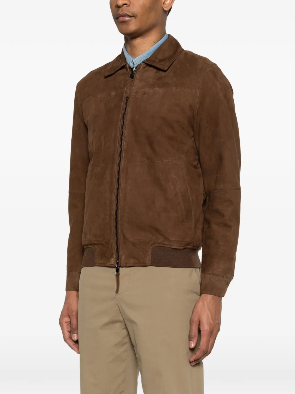  Bully Zip-up Suede Jacket - Brown 