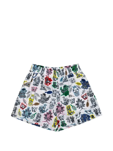 Walter Van Beirendonck artful-print elastic shorts
