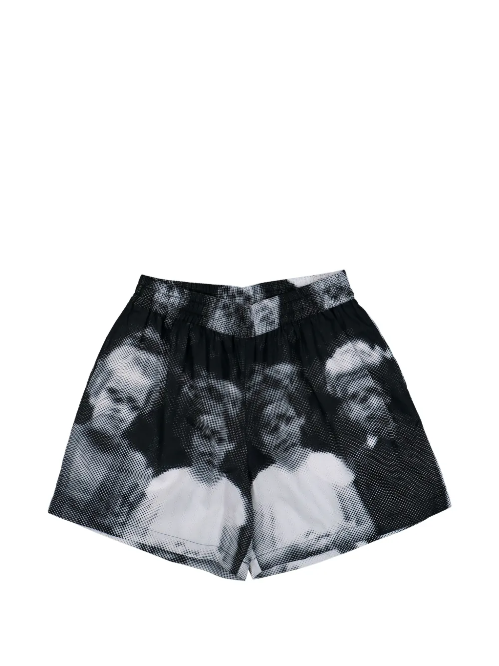 Walter Van Beirendonck portrait-print embroidered logo shorts - Nero