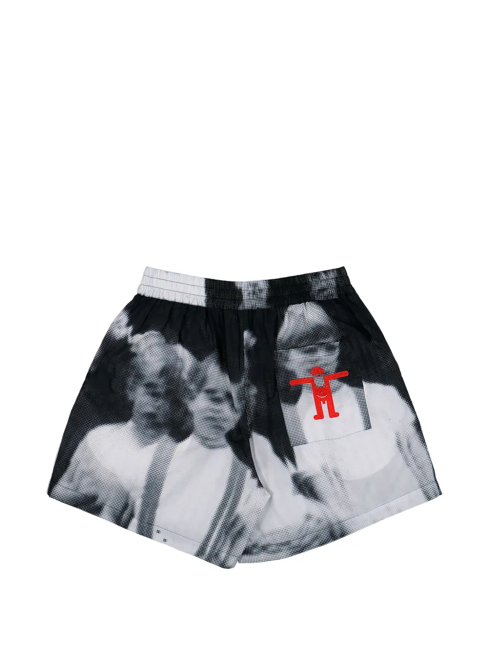 Walter Van Beirendonck Portrait-print Embroidered Logo Shorts in Black, view 2