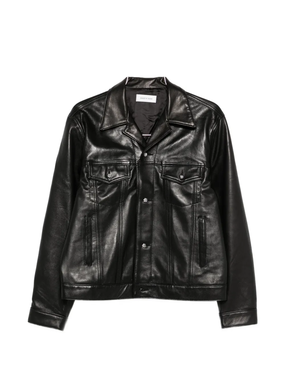 Ernest W. Baker multiple-pockets buttoned leather jacket - Nero