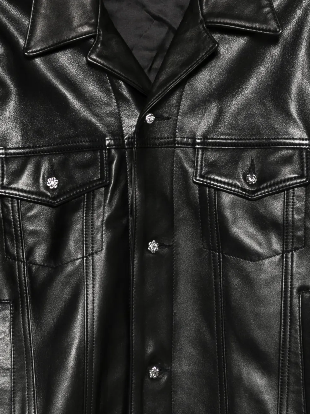  Ernest W. Baker Multiple-pockets Buttoned Leather Jacket - Black 