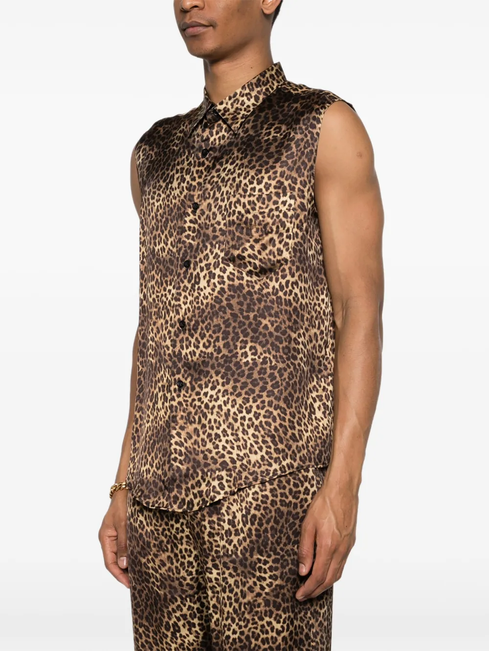  Ernest W. Baker Leopard-print Pocket Shirt - Brown 