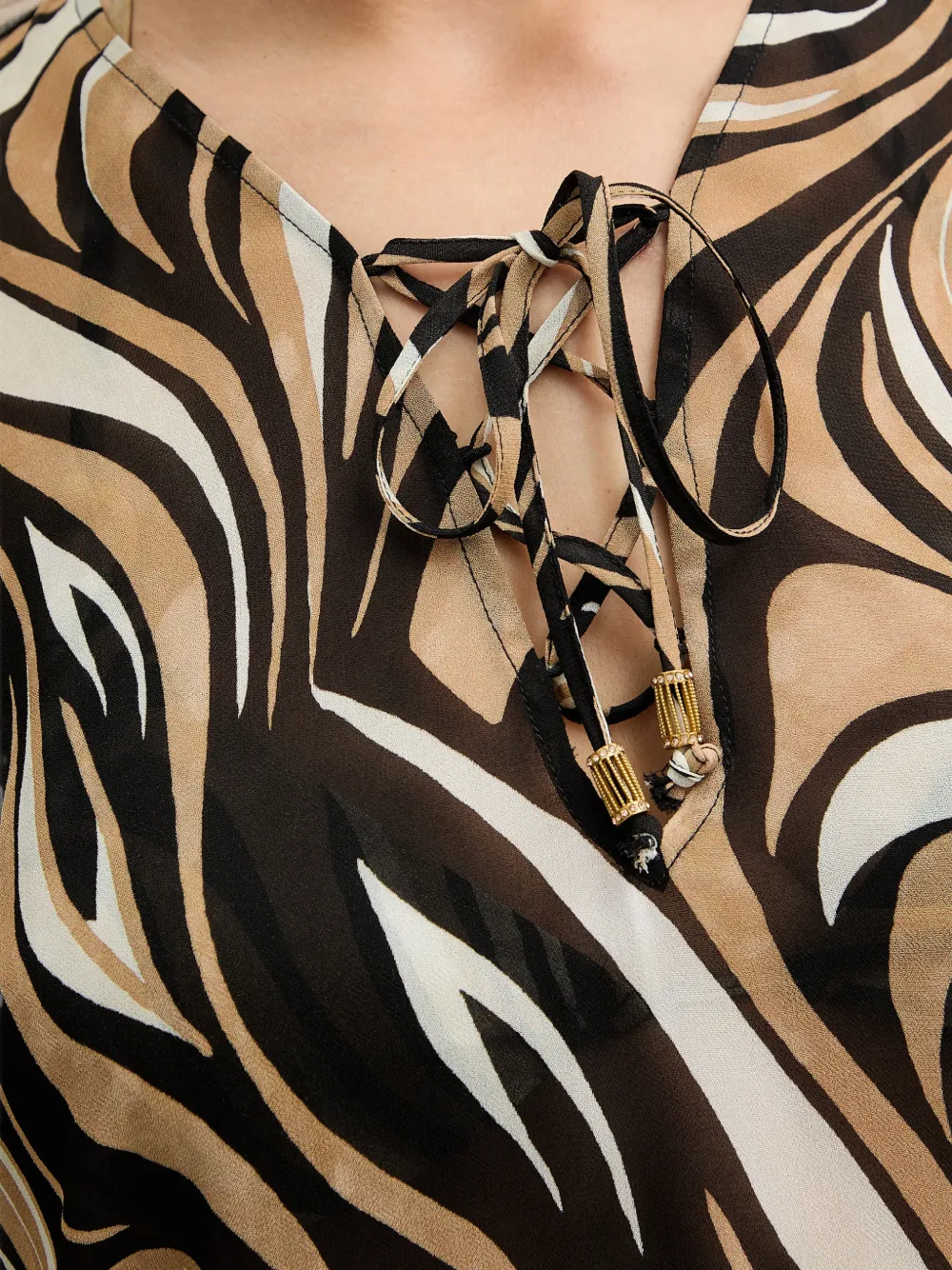 TWINSET Tuniek met abstracte print en ruches Zwart