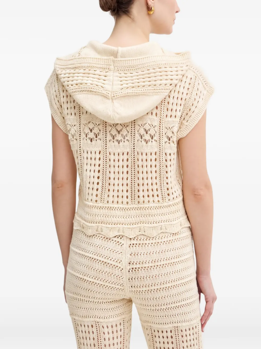TWINSET Gehaakte top met capuchon Beige
