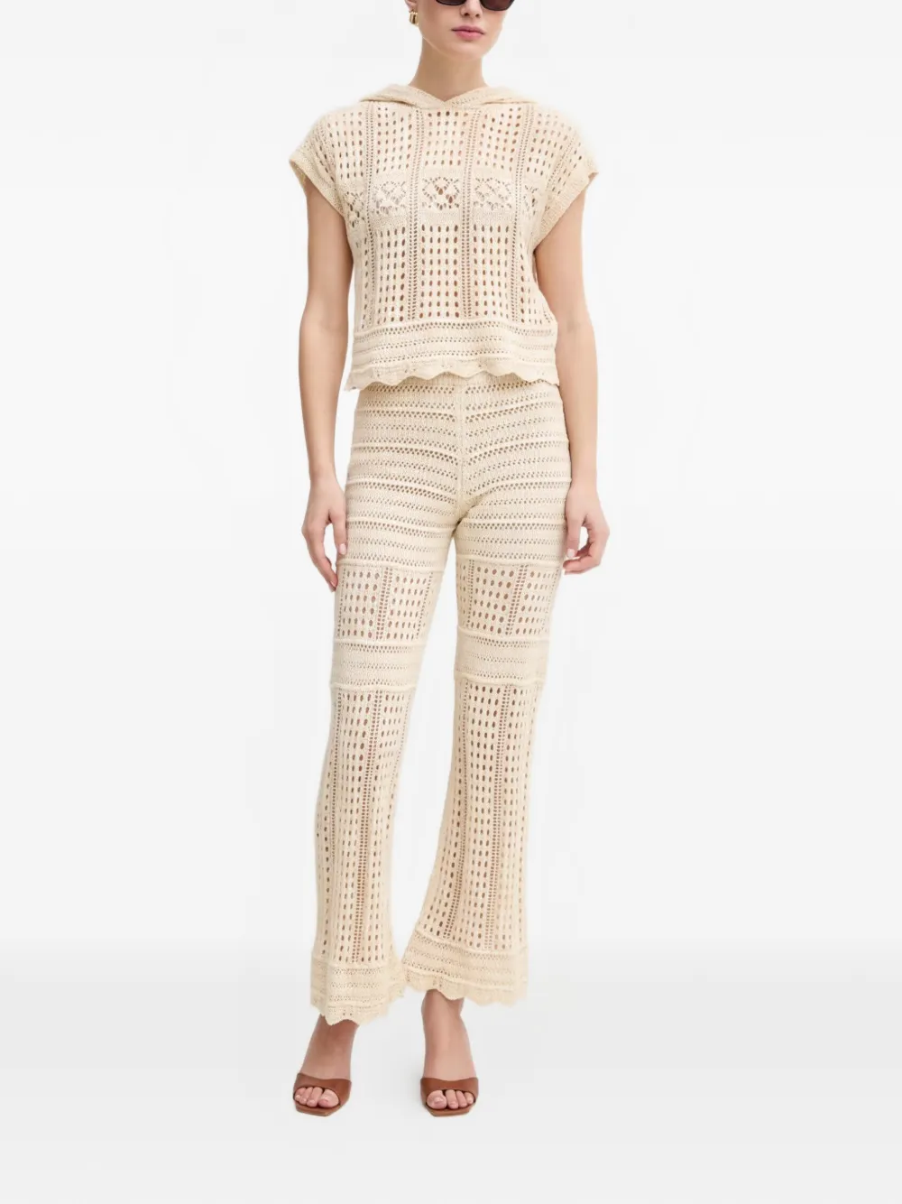 TWINSET Gehaakte top met capuchon Beige