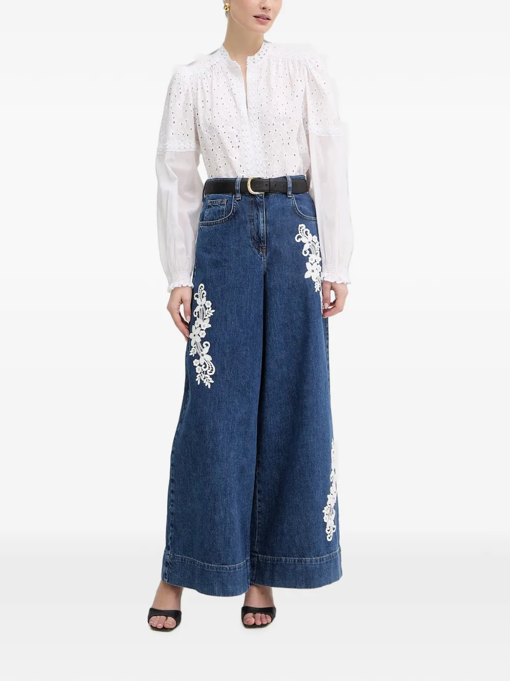 TWINSET Broderie anglaise blouse met kanten afwerking Wit