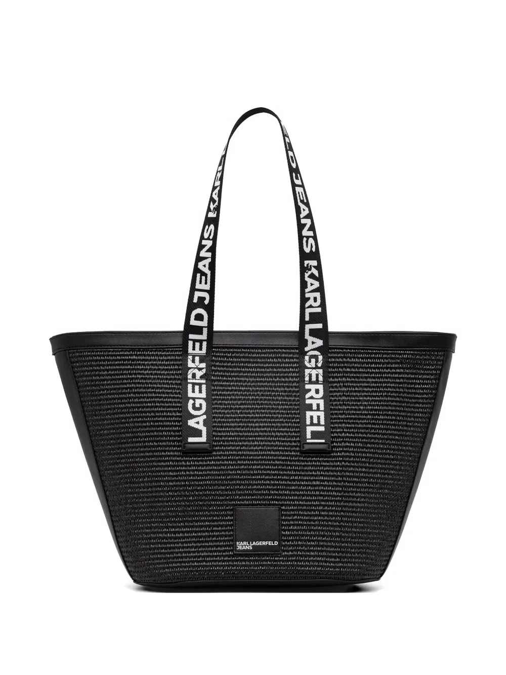 Karl Lagerfeld Jeans logo-strap woven tote bag - Nero