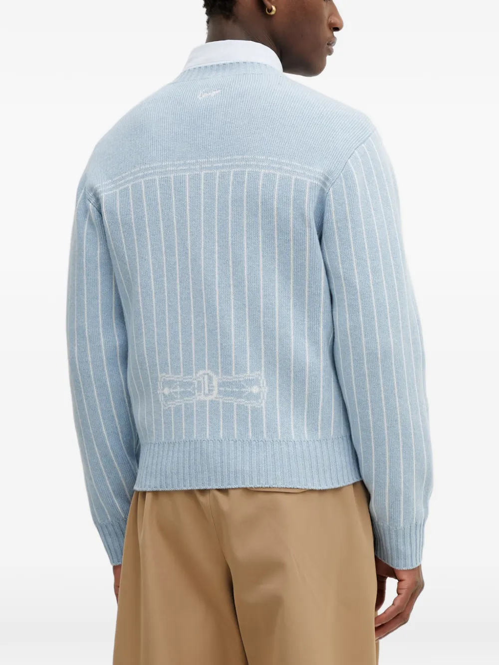 Kenzo Trompe L'oeil intarsia gebreid vest met krijtstreep Blauw