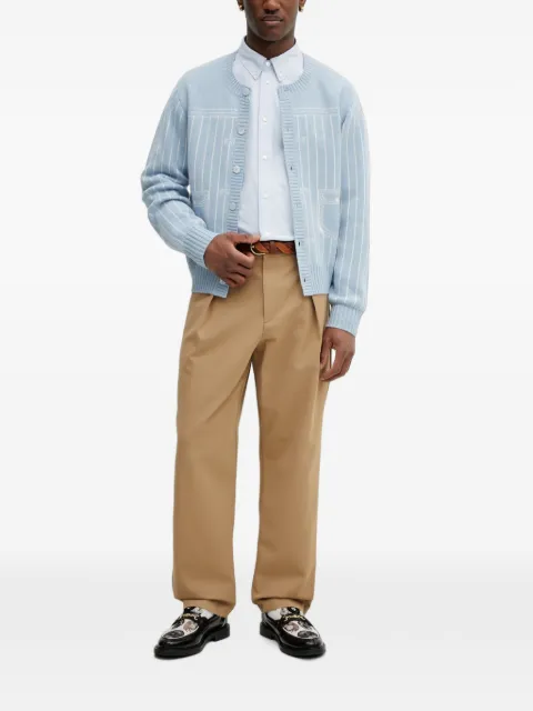 Kenzo Trompe L'oeil pinstripe-pattern intarsia-knit cardigan