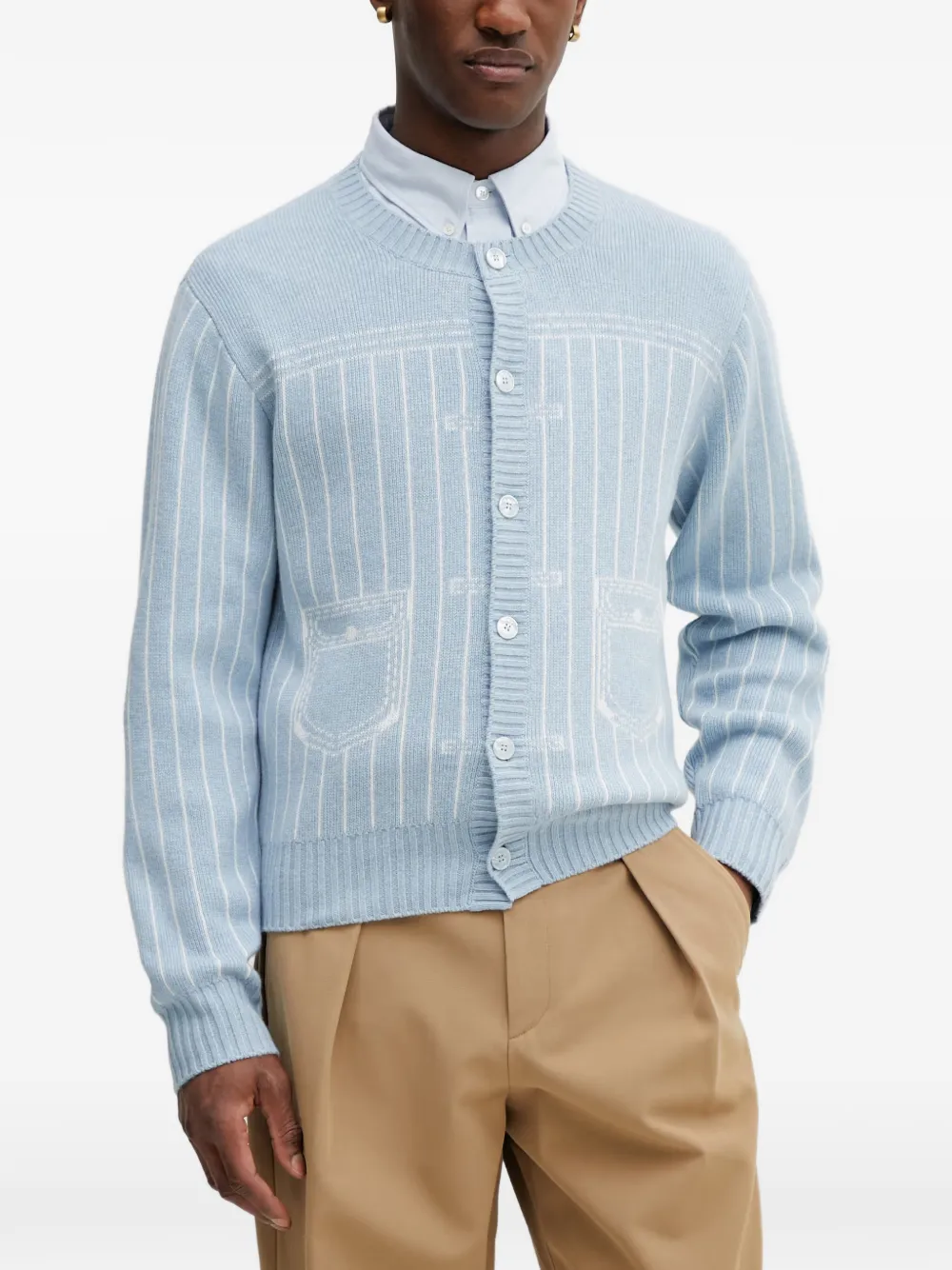 Kenzo Trompe L'oeil intarsia gebreid vest met krijtstreep Blauw