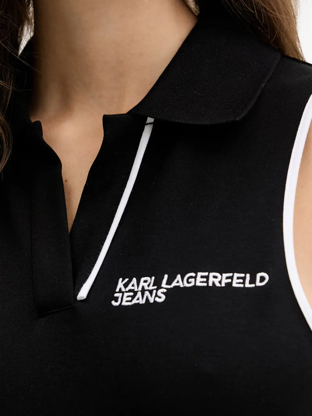 Karl Lagerfeld Jeans Mouwloze jurk met geborduurd logo Zwart