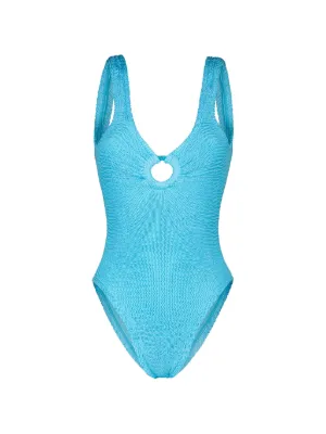 Let's Swim プランジングネック ワンピース水着 | ブルー | FARFETCH JP