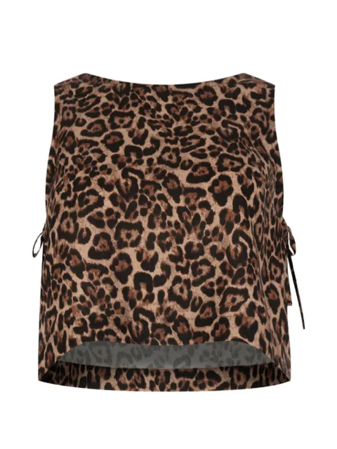 PARAMIDONNA top de playa con estampado de leopardo
