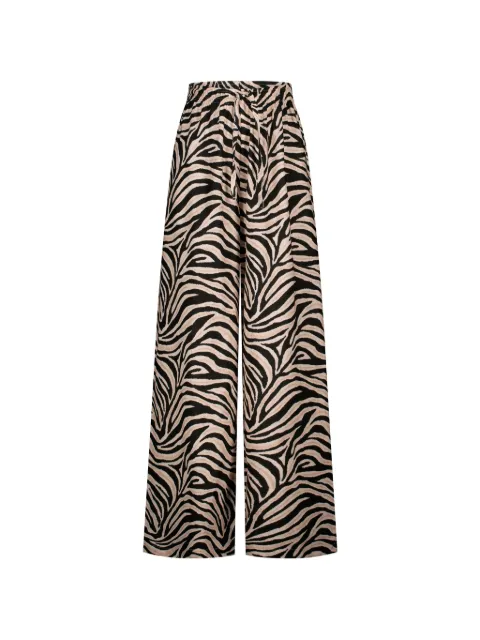 PARAMIDONNA zebra-print linen beach trousers