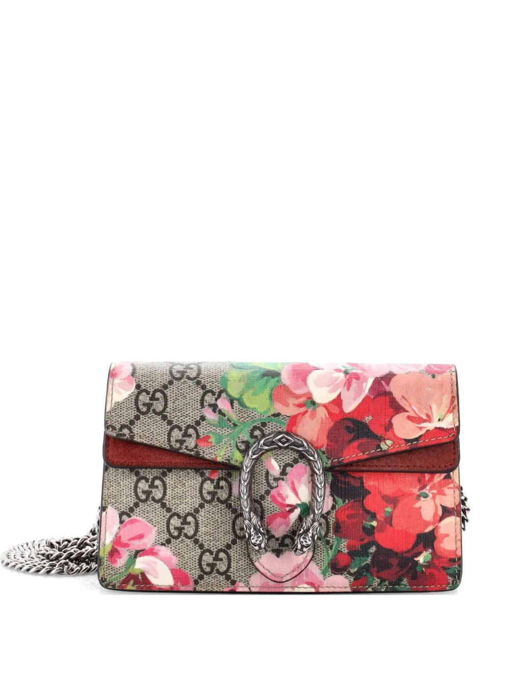 Gucci Pre-Owned Dionysus Bag Blooms Print GG Coated Canvas Super Mini crossbody bag - Marrone