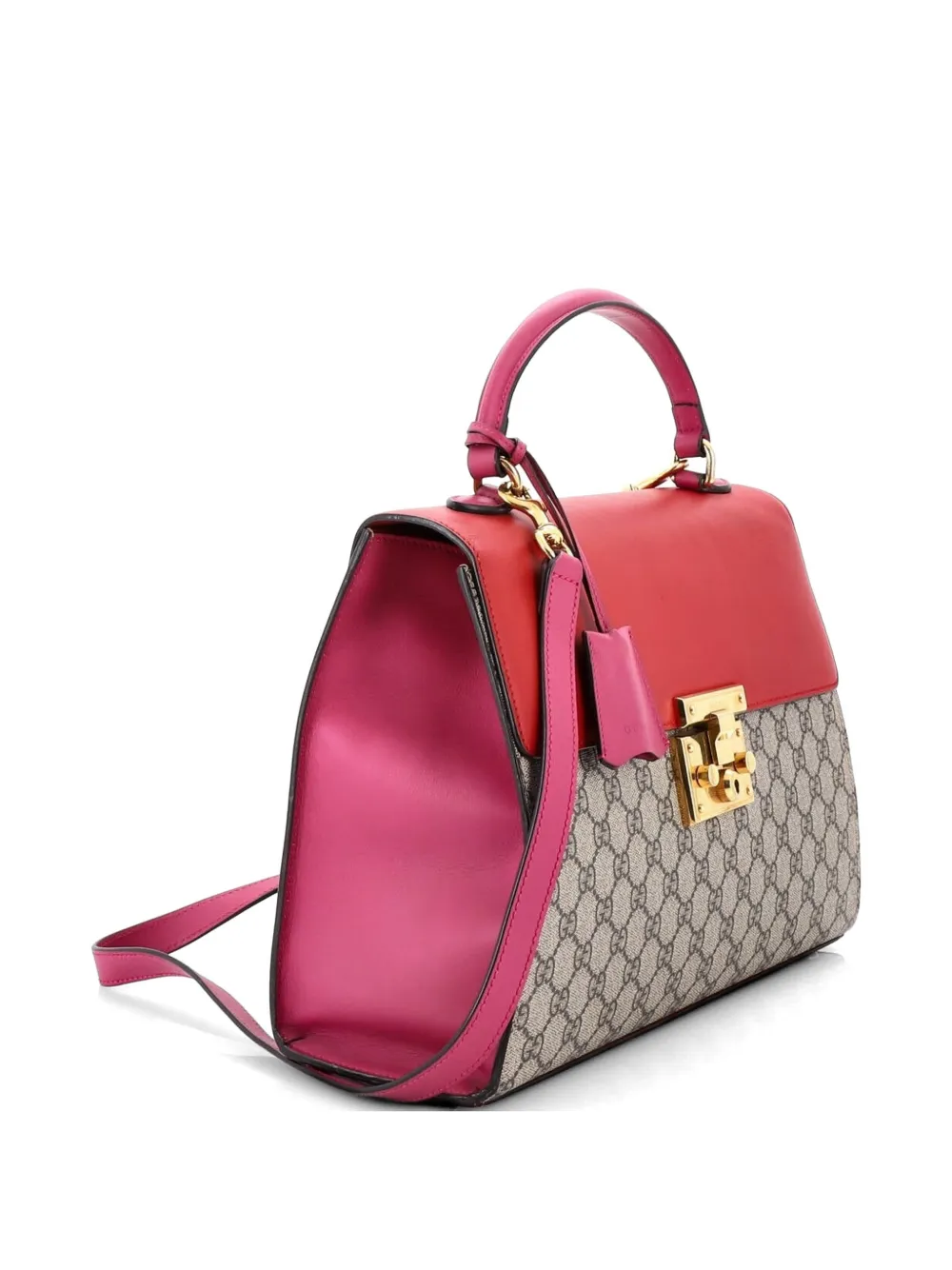 Padlock Top Handle Bag Gg Coated Canvas And Leather Medium Satchel