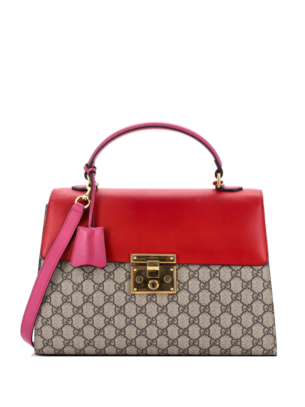 Gucci Pre-Owned Padlock Top Handle Bag GG Coated Canvas and Leather Medium satchel - Marrone