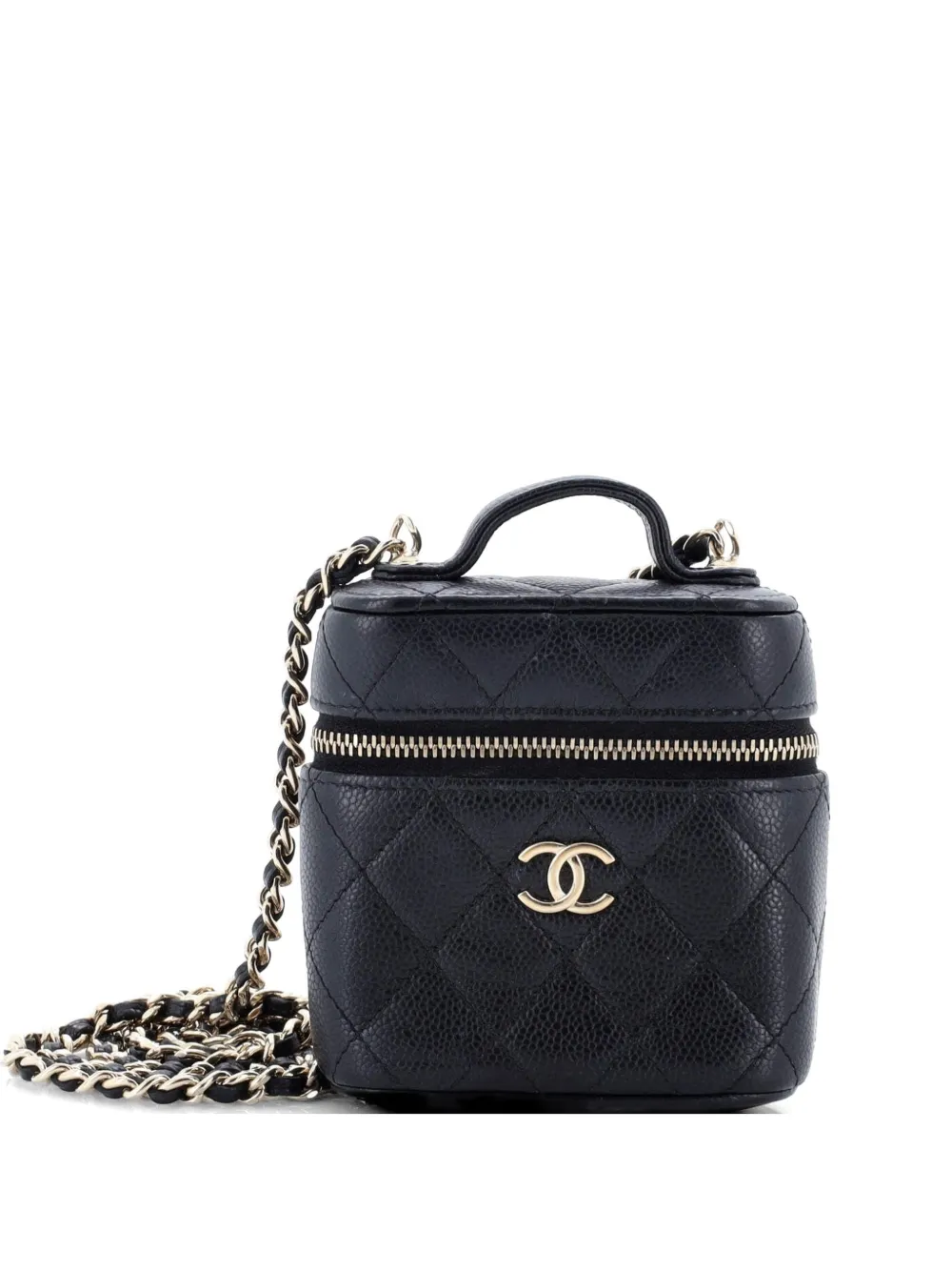 CHANEL Pre-Owned Handle with Care Vanity Case with Chain Quilted Caviar crossbody bag - Nero