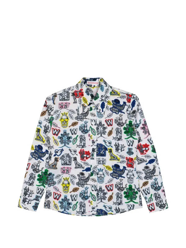 Walter Van Beirendonck Graphic-print Button Shirt in White