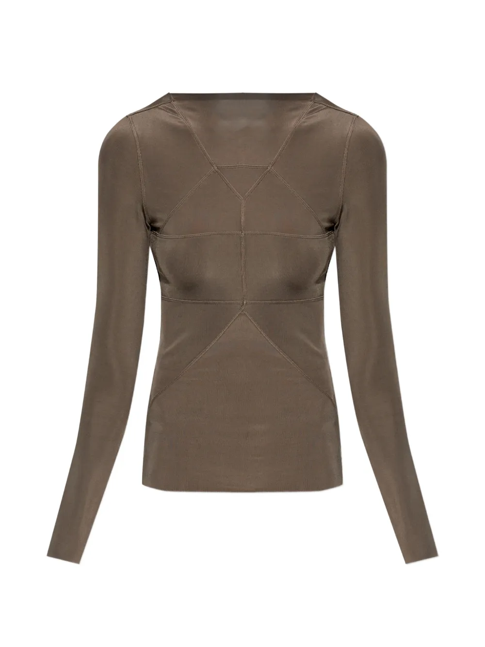 Rick Owens long sleeve panelled T-shirt - Marrone