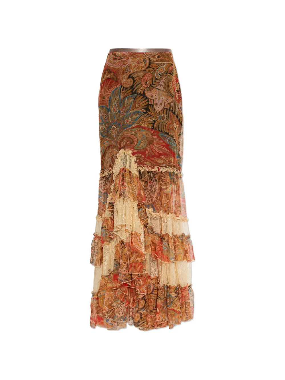 ETRO ruffled paisley-print maxi skirt - Arancione