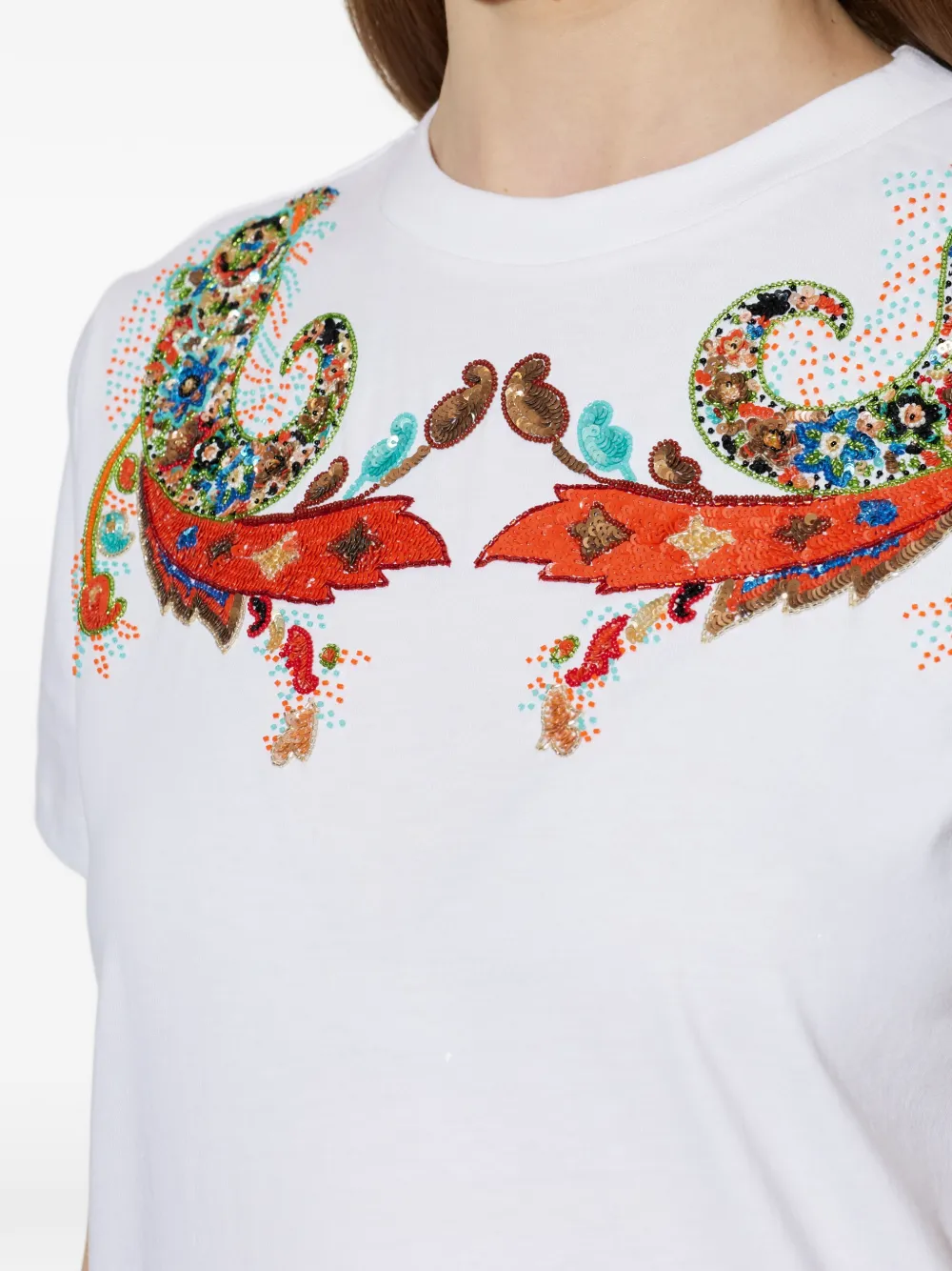 ETRO T-shirt met paisley-print Wit