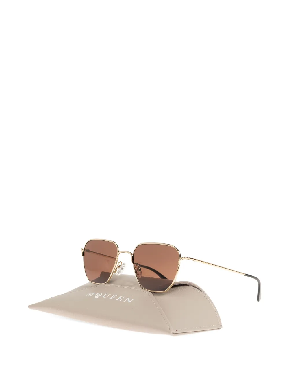 Alexander McQueen Zonnebril met geometrisch montuur Goud