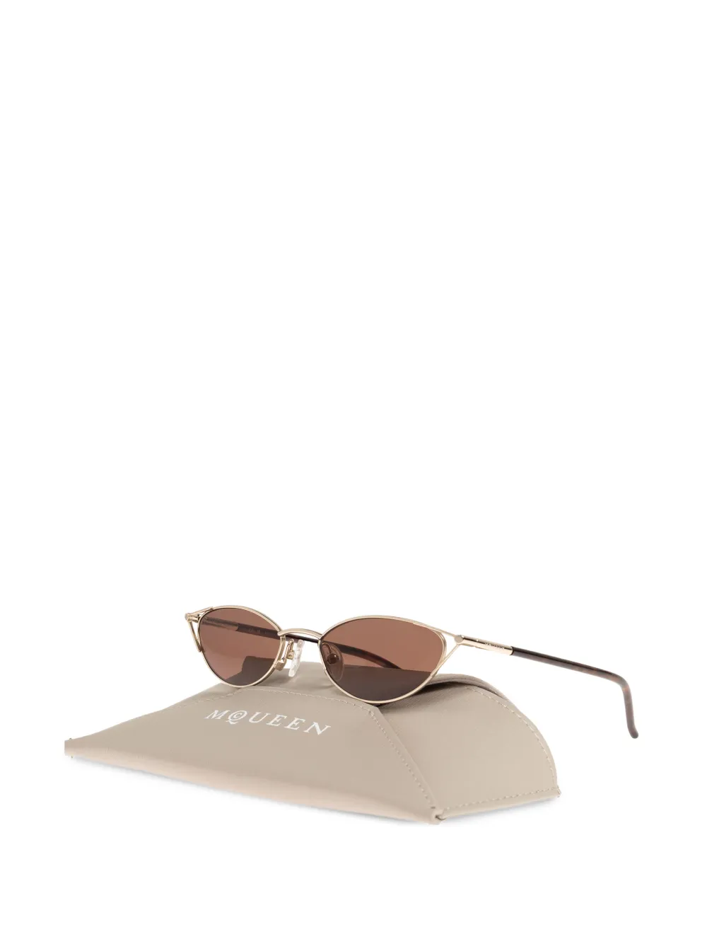 Alexander McQueen Zonnebril met ovalen montuur Goud
