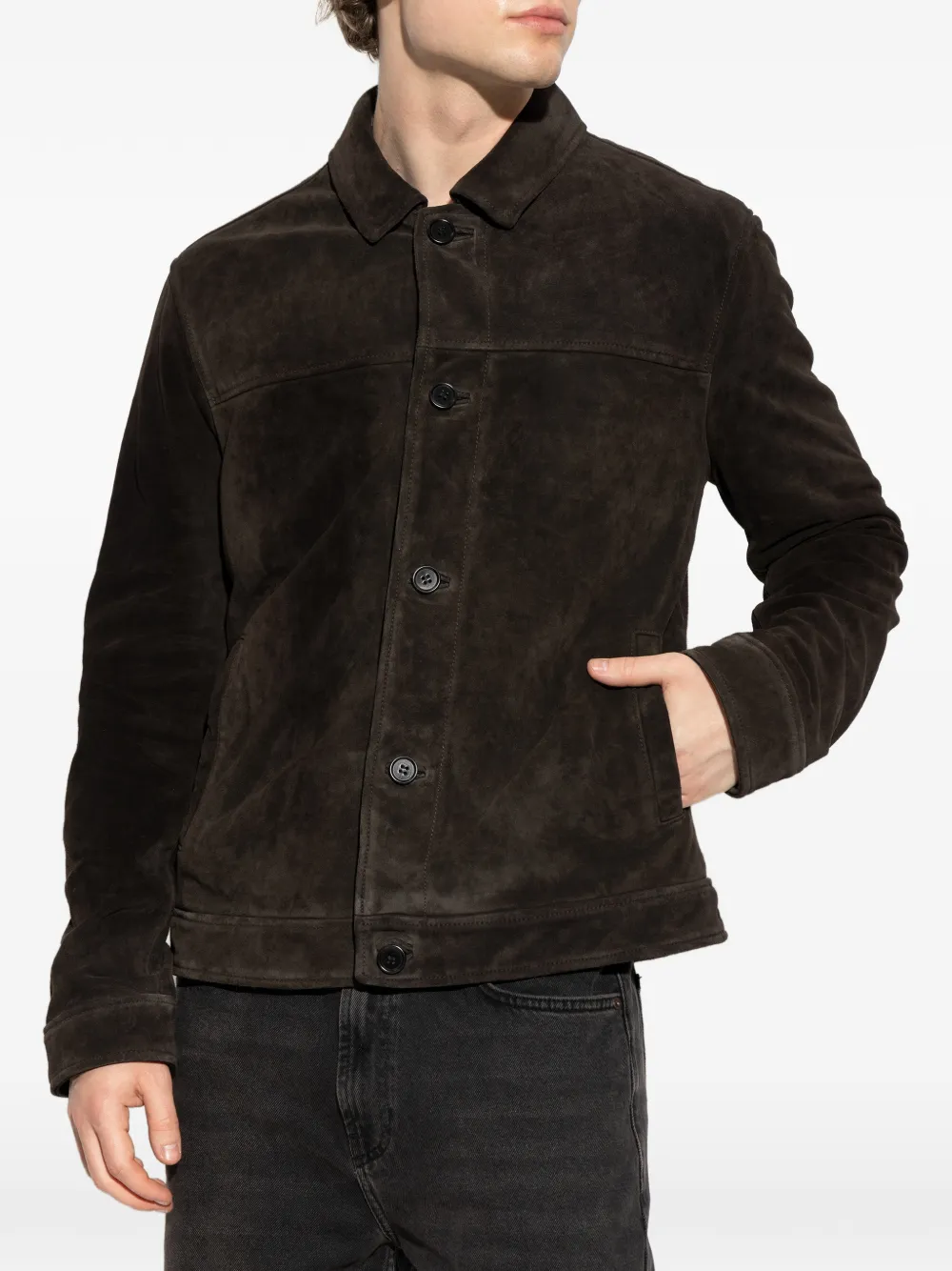 AllSaints Nates button-up jack Zwart