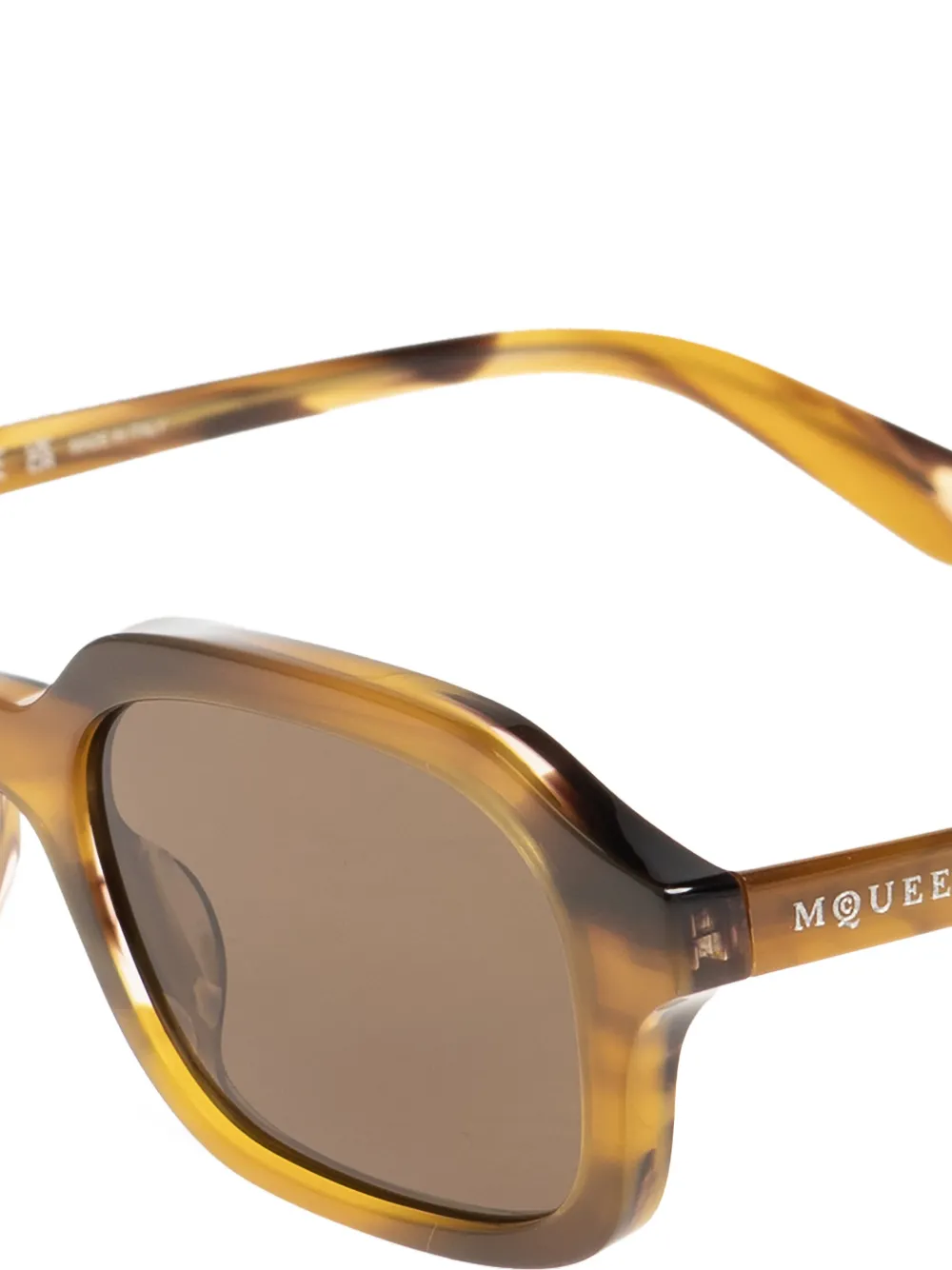 Alexander McQueen Zonnebril met rechthoekig montuur Bruin