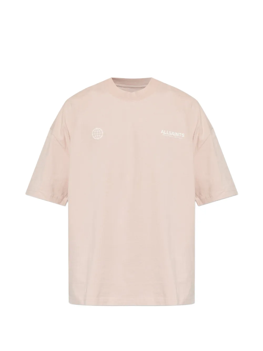 AllSaints Emblem T-Shirt mit überschnittenen Schultern - Rosa