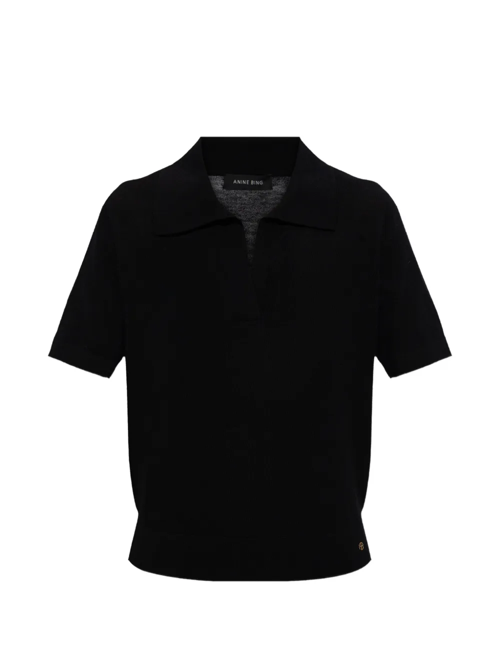 ANINE BING fine-knit polo shirt - Schwarz