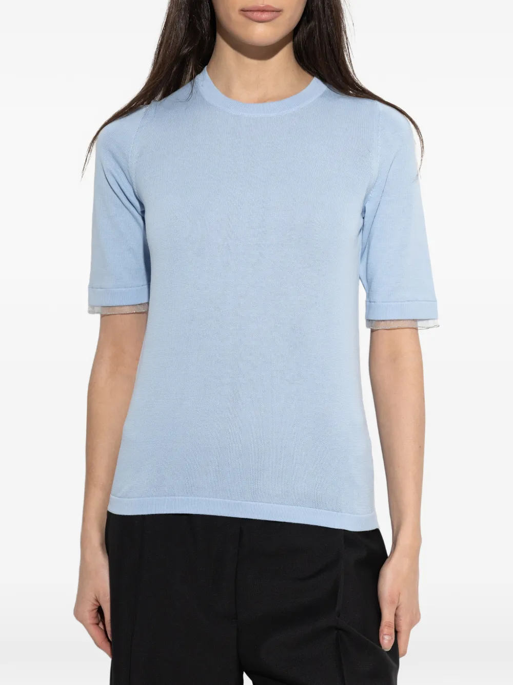 Fabiana Filippi Fijngebreid T-shirt Blauw