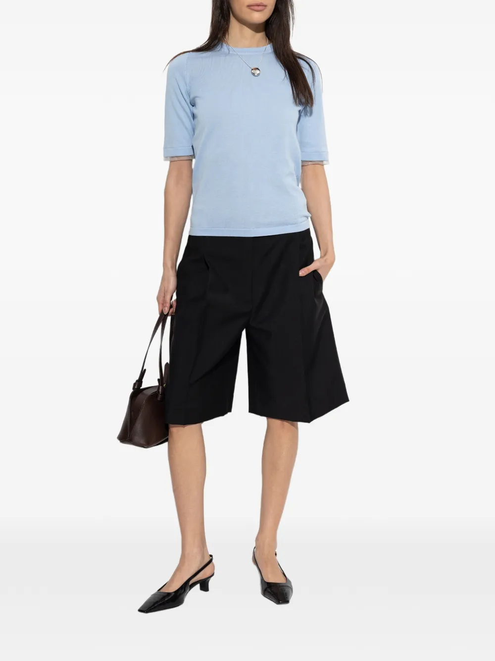 Fabiana Filippi Fijngebreid T-shirt Blauw