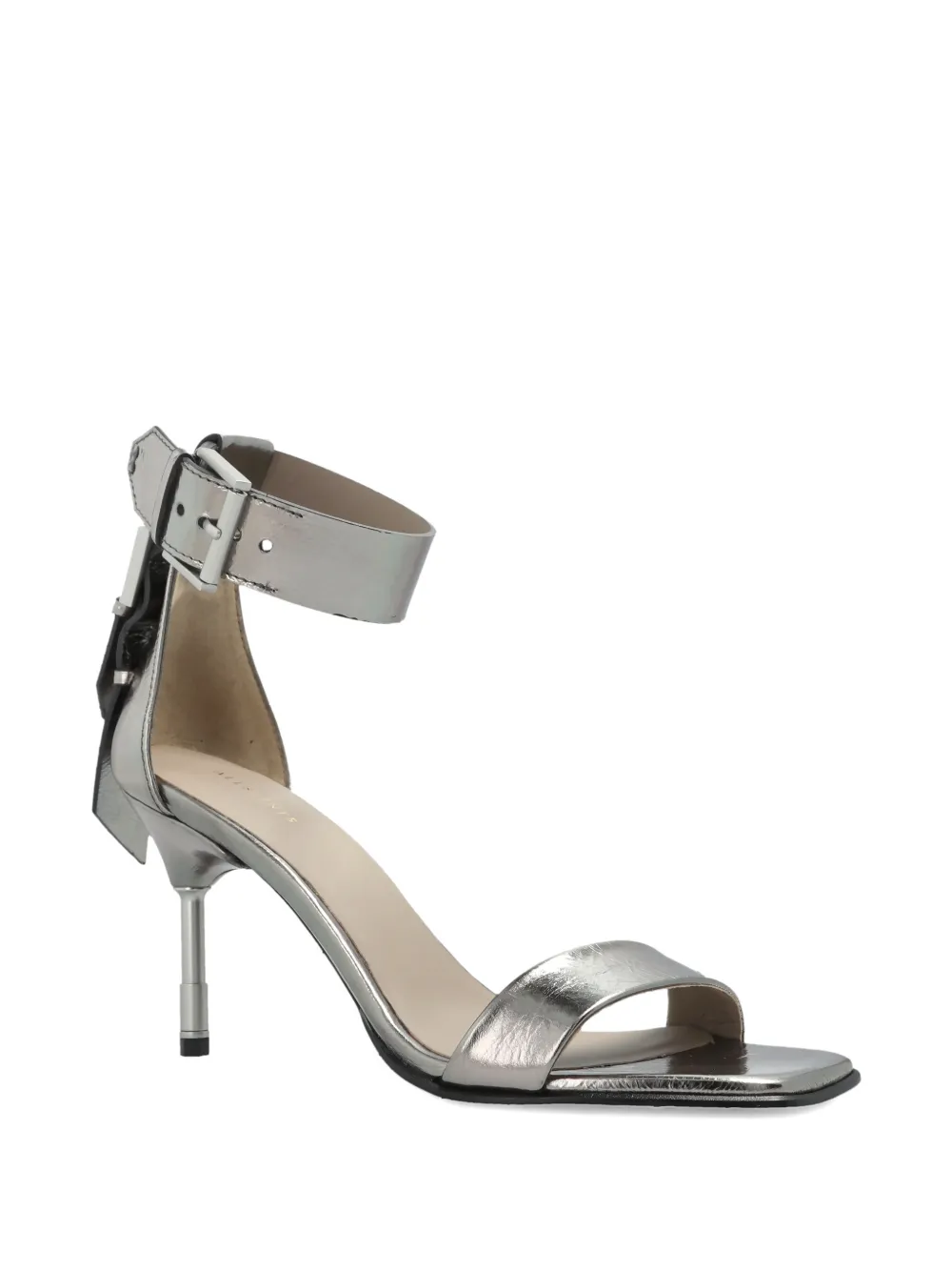 AllSaints Noir leren sandalen Zilver