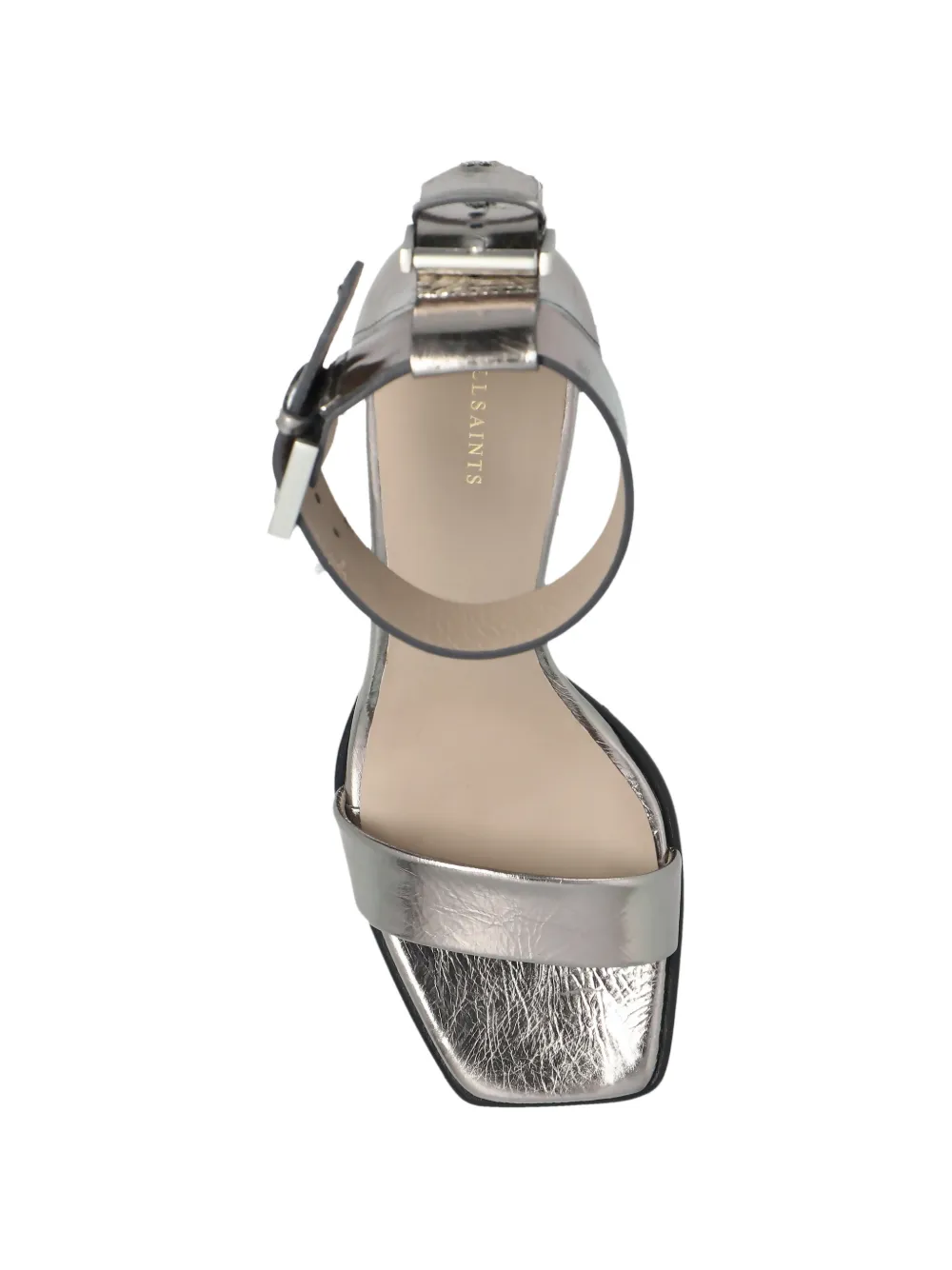 AllSaints Noir leren sandalen Zilver