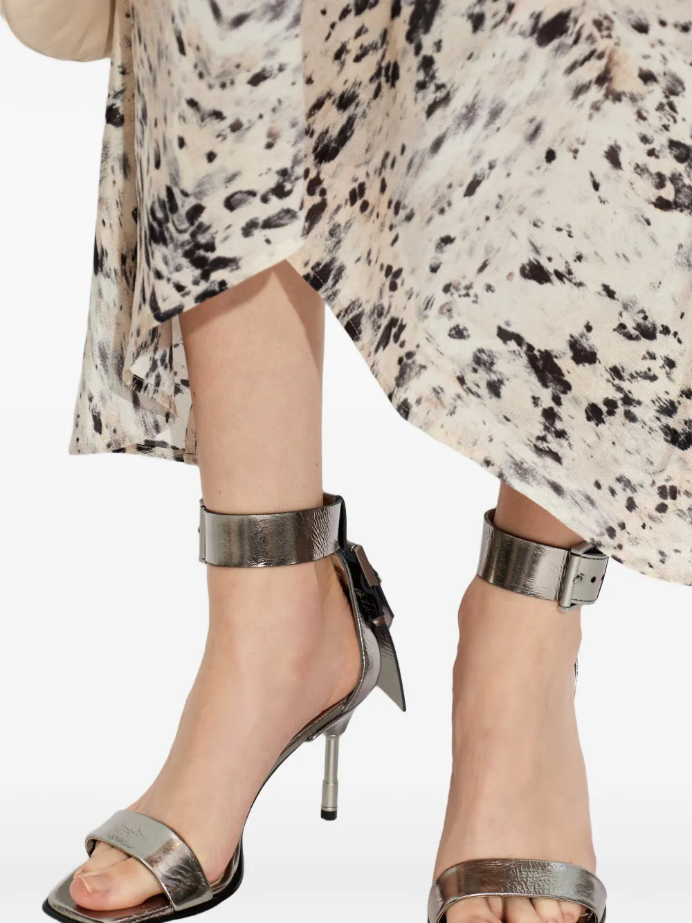 AllSaints Noir leren sandalen Zilver